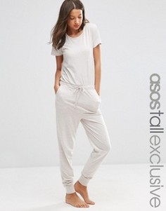 Меланжевый комбинезон в стиле casual с короткими рукавами ASOS TALL - Кремовый