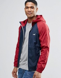 Легкая куртка с капюшоном и контрастными рукавами Hollister - Темно-синий