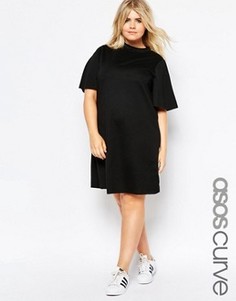 Легкое трикотажное платье с короткими рукавами ASOS CURVE - Черный