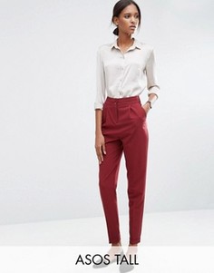 Брюки с завышенной талией и отворотами ASOS TALL - Красный