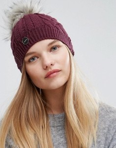 Бордовая вязаная шапка с помпоном Calvin Klein - Красный