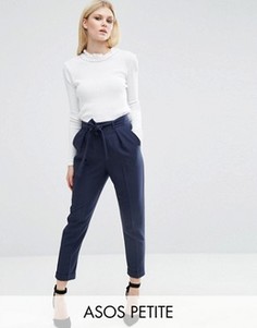 Тканые брюки-галифе с поясом оби ASOS PETITE - Темно-синий