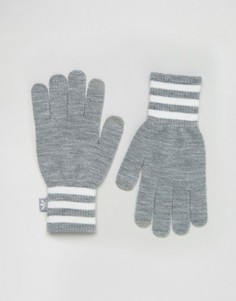 Вязаные перчатки с тремя полосками adidas Originals - Серый