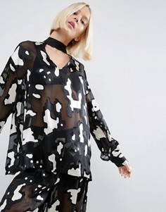 Топ с отделкой и завязкой вокруг горла ASOS WHITE - Мульти