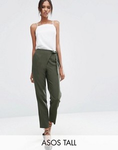 Тканые брюки галифе с запахом и завязкой ASOS TALL - Зеленый