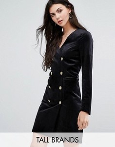 Двубортное бархатное платье Vero Moda Tall - Черный