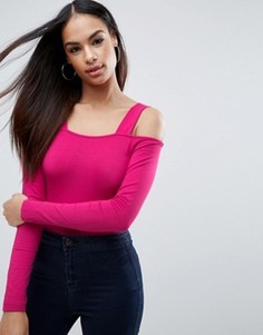 Боди с вырезами на плечах ASOS - Розовый