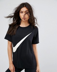 Черная футболка с логотипом-галочкой Nike - Черный