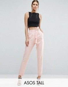Тканые брюки‑галифе с поясом оби ASOS TALL - Розовый