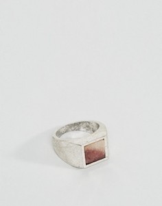 Серебристое кольцо-печатка с камнем ASOS - Серебряный