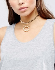 Броское ожерелье-чокер с крупными звеньями ASOS - Золотой