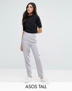 Фактурные брюки из ткани с эффектом льна ASOS TALL - Серый