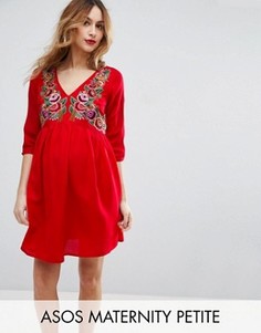 Платье мини с вышивкой ASOS Maternity PETITE - Красный