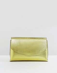 Клатч цвета металлик с закругленным клапаном ASOS - Золотой