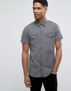 Светлая джинсовая рубашка слим с короткими рукавами Jack &amp; Jones Originals - Черный