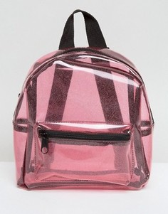 Прозрачный рюкзак с блестками Missguided - Розовый