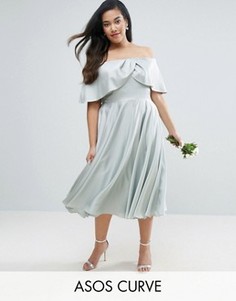 Платье миди для выпускного с вырезом лодочкой ASOS CURVE WEDDING - Зеленый