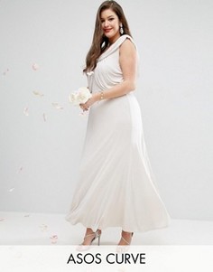 Платье макси с драпировкой ASOS CURVE WEDDING - Розовый