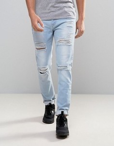 Голубые рваные джинсы скинни ASOS - Синий