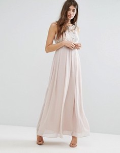 Платье макси с декоративной отделкой на лифе Boohoo - Розовый