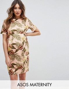 Строгое платье с тропическим принтом ASOS Maternity - Мульти