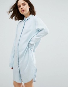 Свободное джинсовое платье-рубашка Weekday - Синий
