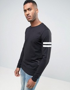 Лонгслив с круглым вырезом и принтом на рукавах Jack &amp; Jones Core - Черный