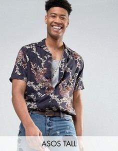 Рубашка классического кроя с цветочным принтом ASOS TALL - Черный