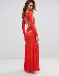 Кружевное платье макси с открытой спиной Boohoo - Красный