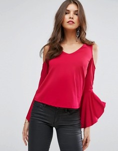 Топ с открытыми плечами и рукавами ASOS - Красный
