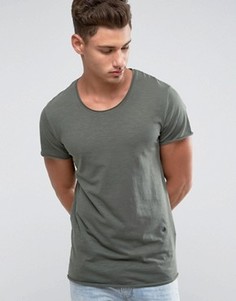 Удлиненная футболка с закругленным краем Jack &amp; Jones Originals - Зеленый