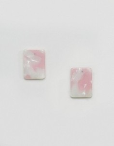 Прямоугольные серьги-гвоздики с мраморной отделкой ASOS - Розовый
