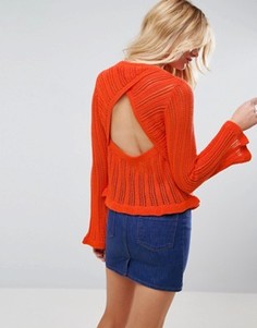 Ажурный топ с оборками ASOS - Оранжевый