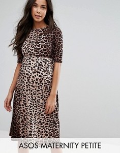 Платье миди с леопардовым принтом ASOS Maternity PETITE - Мульти