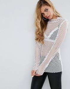 Лонгслив в крупную сетку ASOS - Белый