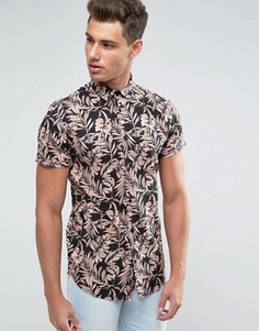 Розовая рубашка классического кроя с пальмовым принтом New Look - Розовый