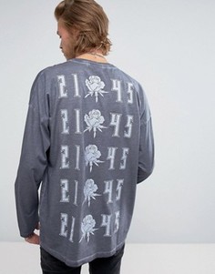 Свободный лонгслив с принтом розы ASOS - Черный