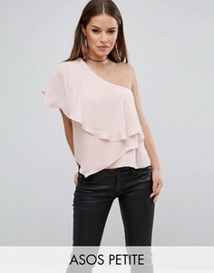 Многоярусный топ на одно плечо ASOS PETITE - Розовый