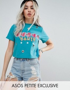 Футболка с люверсами ASOS PETITE - Зеленый