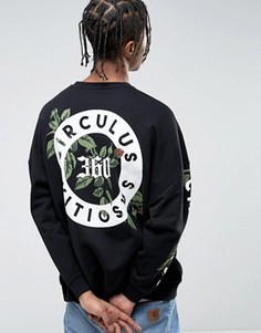 Свободный свитшот с принтом на спине и рукавах ASOS - Черный