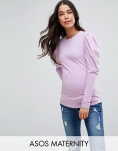 Топ с присборенными рукавами 3/4 ASOS Maternity - Фиолетовый