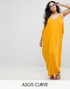 Платье макси с драпировкой ASOS CURVE - Желтый