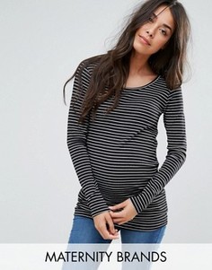 Трикотажный топ в полоску Mamalicious - Мульти Mama.Licious