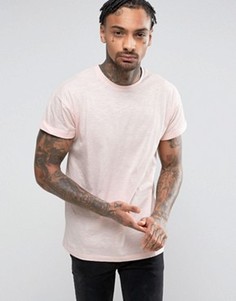 Розовая футболка с отворотами на рукавах New Look - Розовый