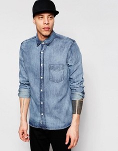Синяя мраморная джинсовая рубашка классического кроя Cheap Monday - Синий