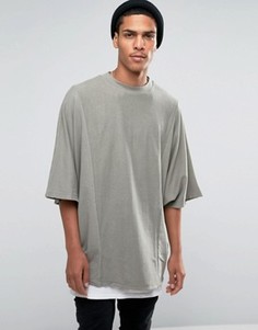 Удлиненный oversize-свитшот с изнаночными вставками ASOS - Зеленый