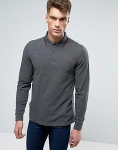 Меланжевая футболка‑поло с длинными рукавами Fred Perry - Серый
