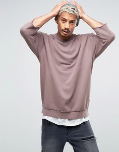 Длинный oversize-свитшот с необработанными краями ASOS - Фиолетовый