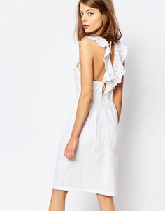 Платье с оборками и шнуровкой на спине Lost Ink - Белый