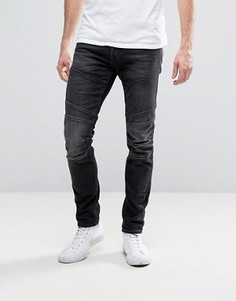Серые выбеленные джинсы слим с отделкой в байкерском стиле Jack &amp; Jones Intelligence - Серый